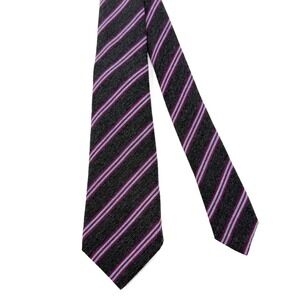 KITON‎ Napoli 5 Fold Handrolled Cashmere, Wool & Silk Repp Striped Dark Gray Tie
